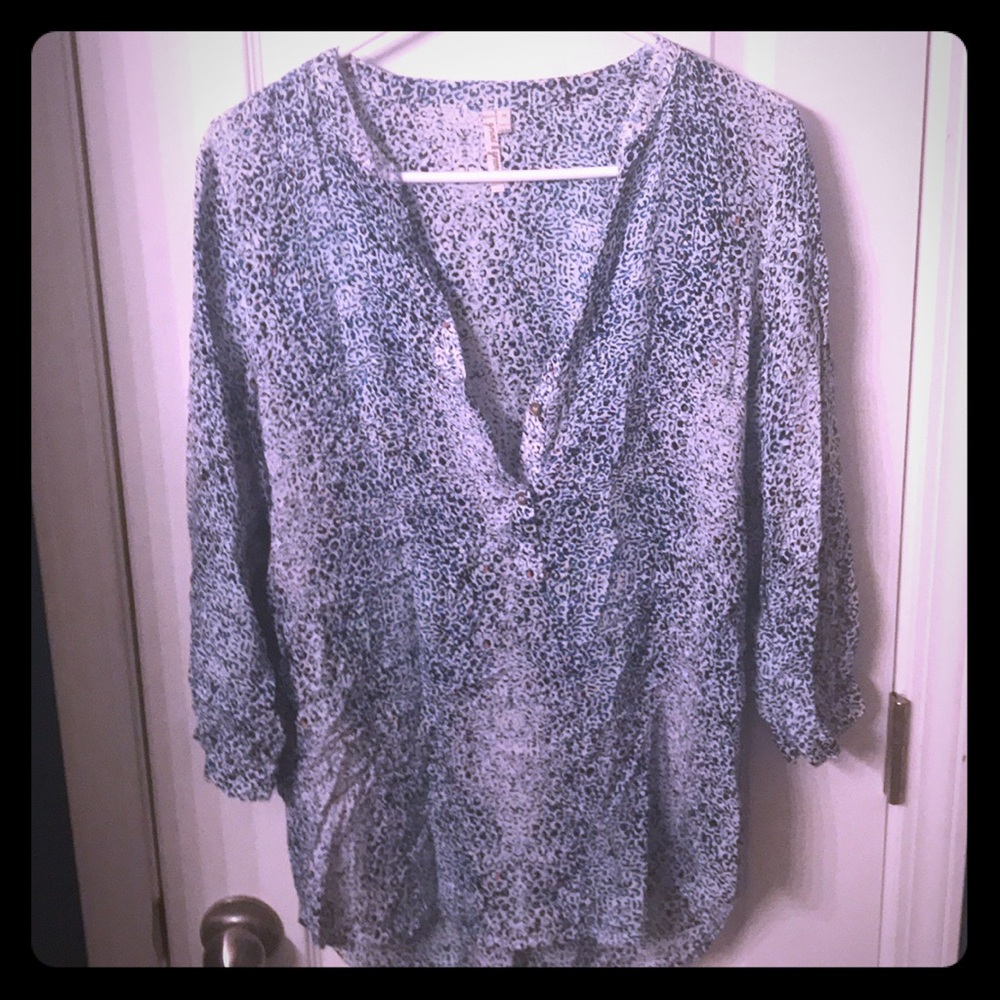 Blue animal print blouse